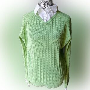Cable Knit Layered Sweater Blouse Top w/attached Collar
& Cuffs Y2K Bella Swan M